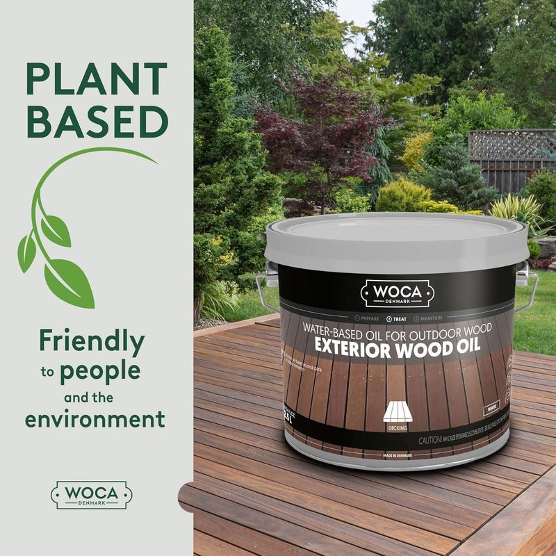 WOCA Denmark - Exterior Wood Oil - Water Based Penetrating Stain for Outdoor Wood Decks, Fences, Siding and Furniture - 2.5L - Natural - Image 5